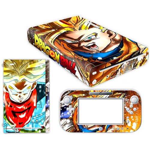 Pegatina de piel de Super Dragon Ball Z Goku para Nintendo Wii U funda de consola con controles remotos para Nintend wii u etiqueta engomada: YS-WIIU-0023