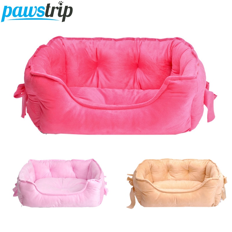 Pawstrip Leuke Boog Prinses Hond Bed Winter Zachte Puppy Bed Sofa Warm Cat Bed Huis Teddy Pommeren Huisdier Bed Voor hond Katten S/L