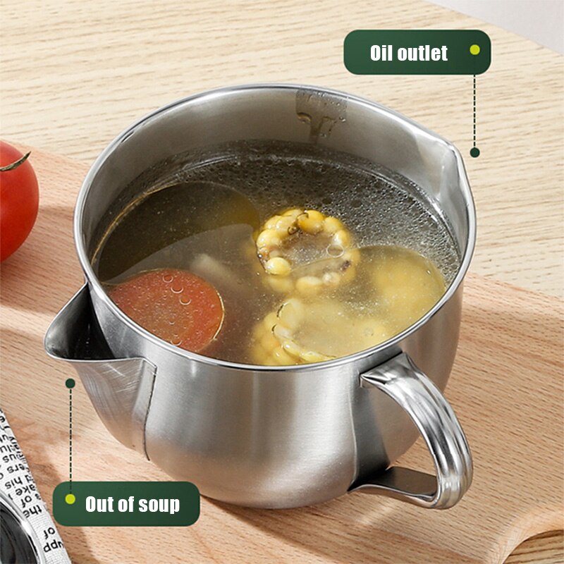 Rvs Olie Filter Soep Separator Zeef Pot Keuken Kookgerei DC112