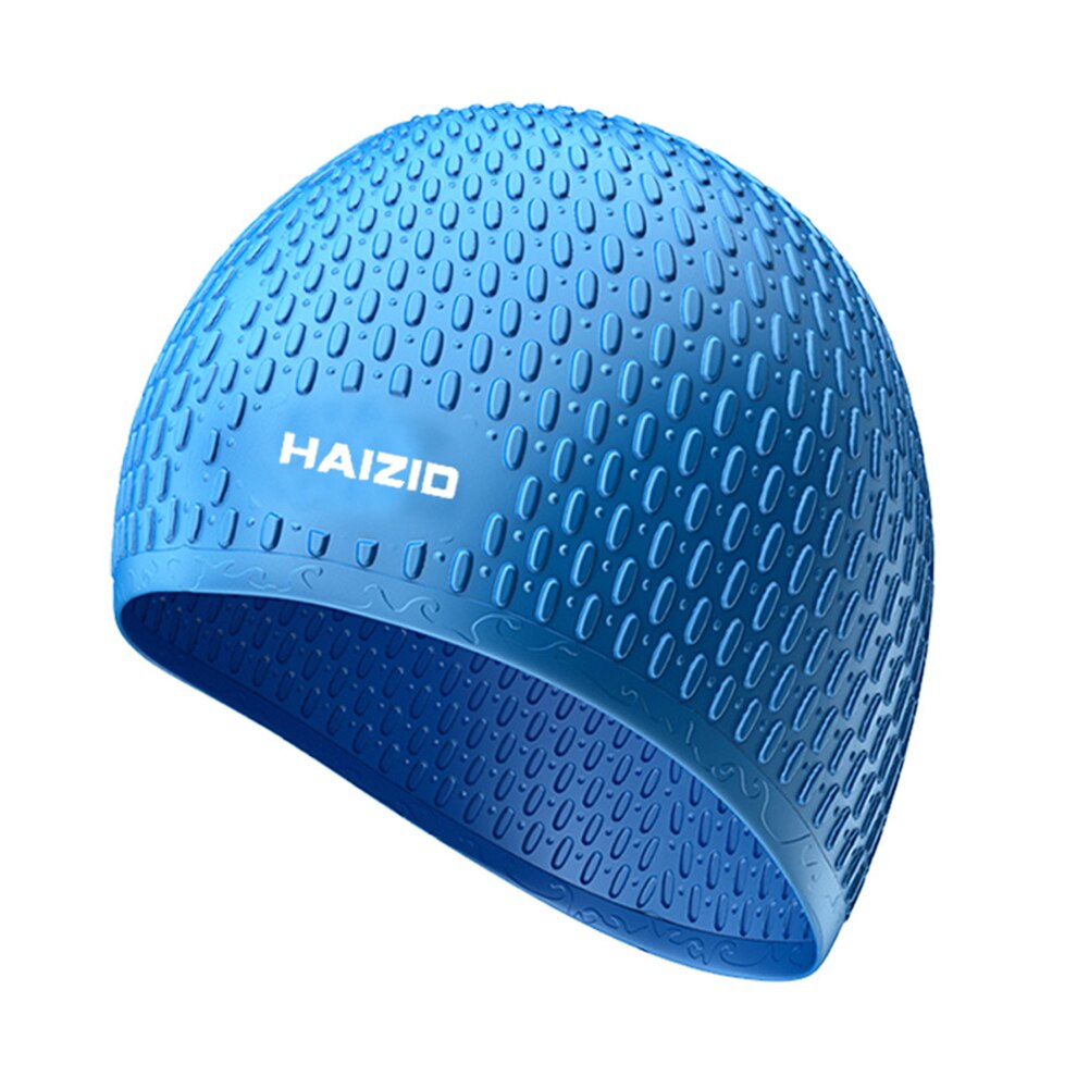 Silicone Waterproof 3D Elastic Swimming Caps For Men Women Long Hair Swimming Hat Cover Ear Bone Pool Adult Swim Cap: Blue