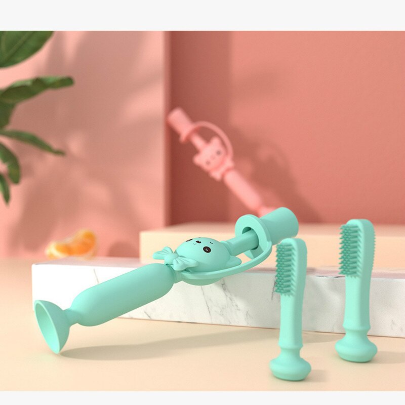 Bear – brosse à dents en Silicone pour bébés de 0 à 3 ans, dessin animé, enfants, formation, -né, lait, fournitures