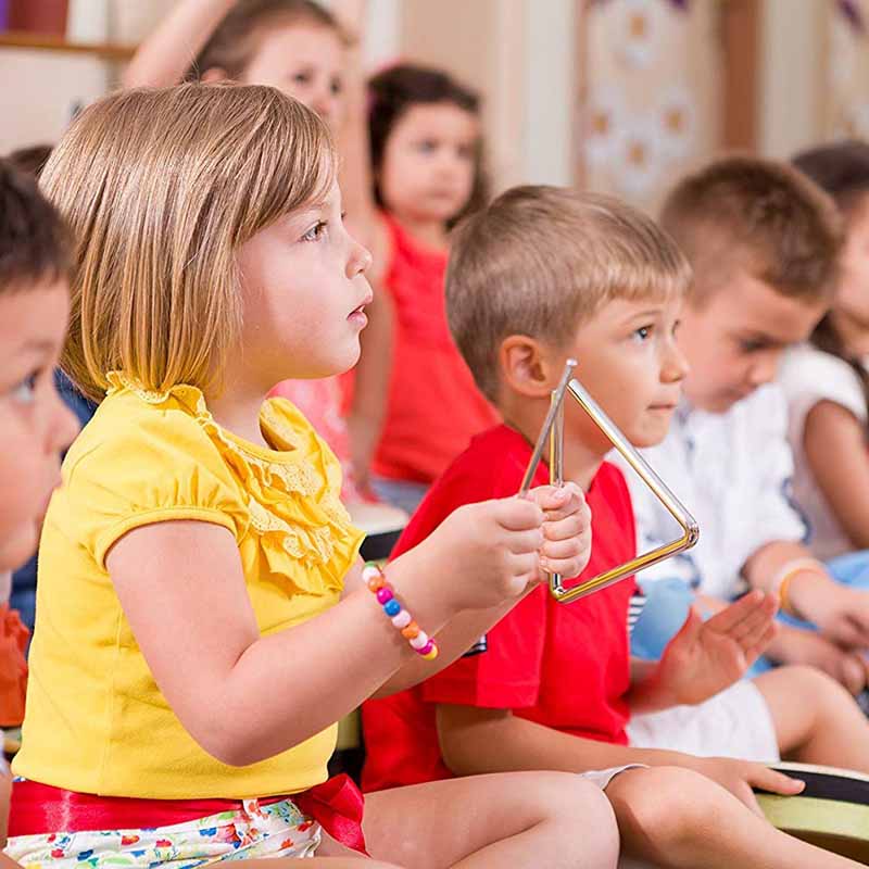 4 Inch Triangular Musical Instruments Percussion Musical Educational Triangle For Kids Children'S Day Musical Instrument