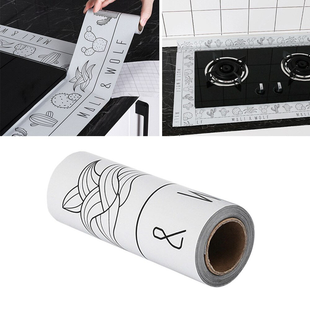 Simple Kitchen Oil Proof Paper Self-adhesive Crack Sticker Waterproof Cooking Bench Paper (White)