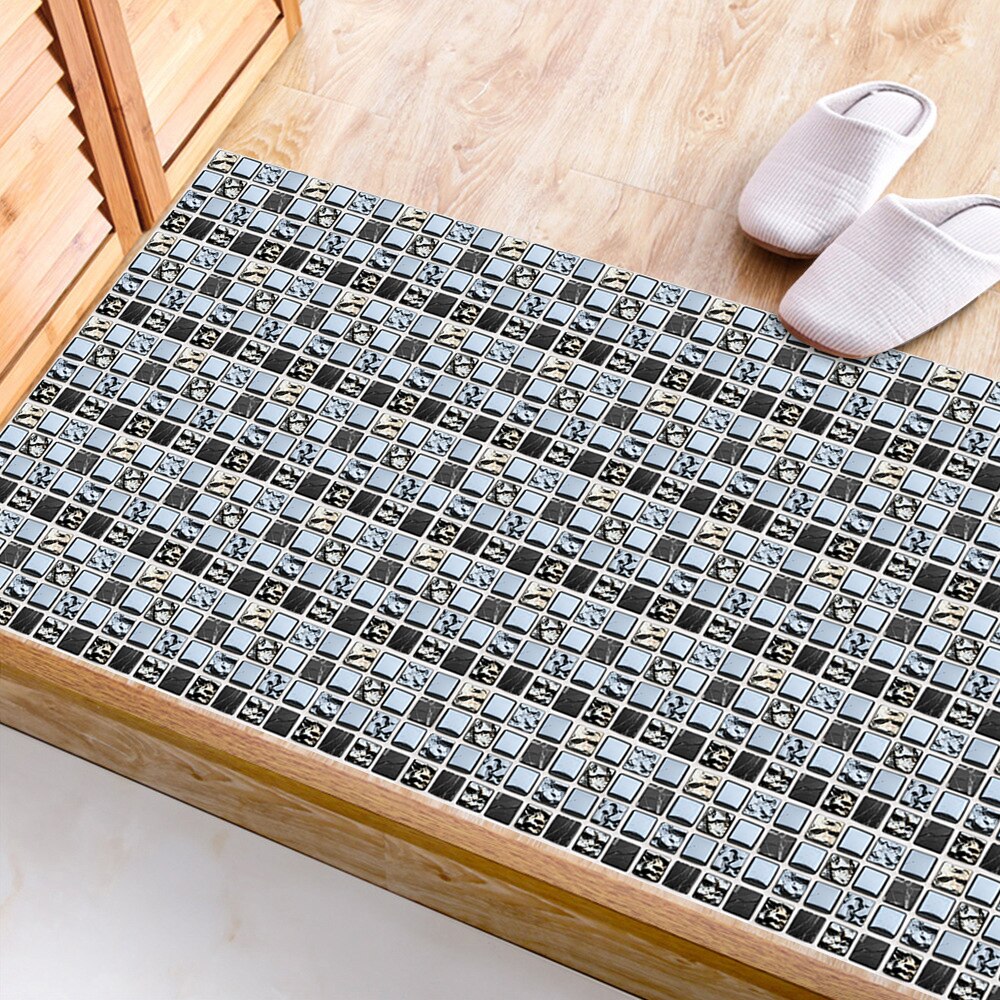 Metallic Feel Mosaic Simulation Tile Wall Stickers Transfers Covers for Kitchen Tables Floor Wall Decals Removable PVC Wallpaper
