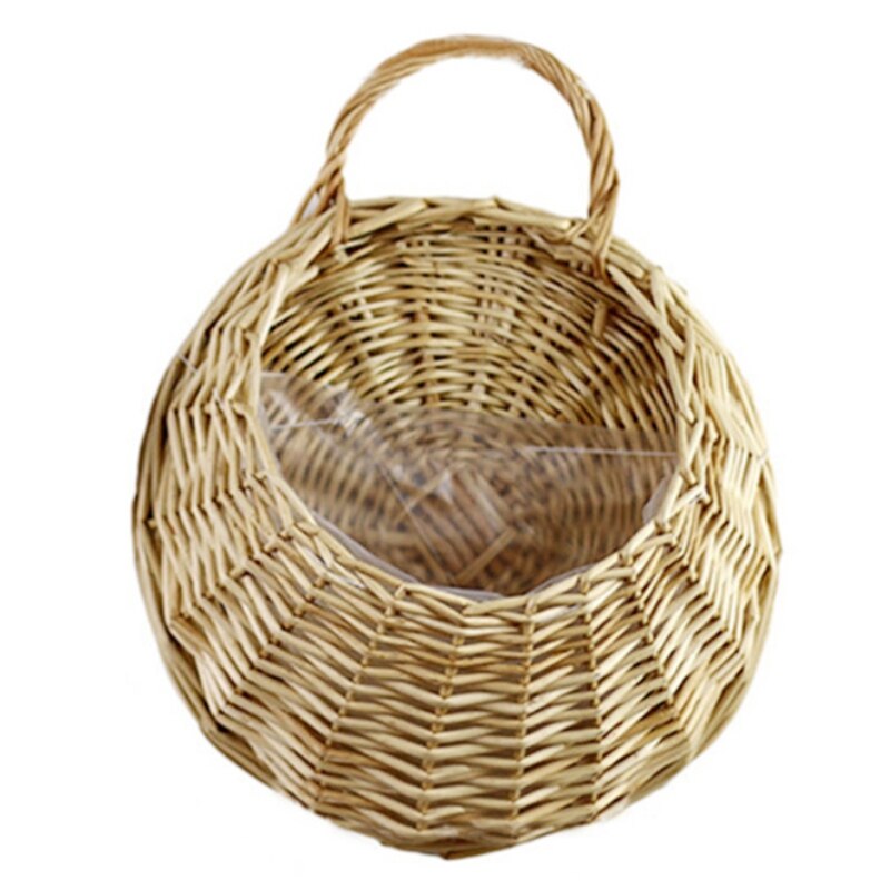 Handmade Rattan Hanging Basket Natural Wicker Hanging Storage Basket for Home Garden Wedding Wall Decoration: Yellow