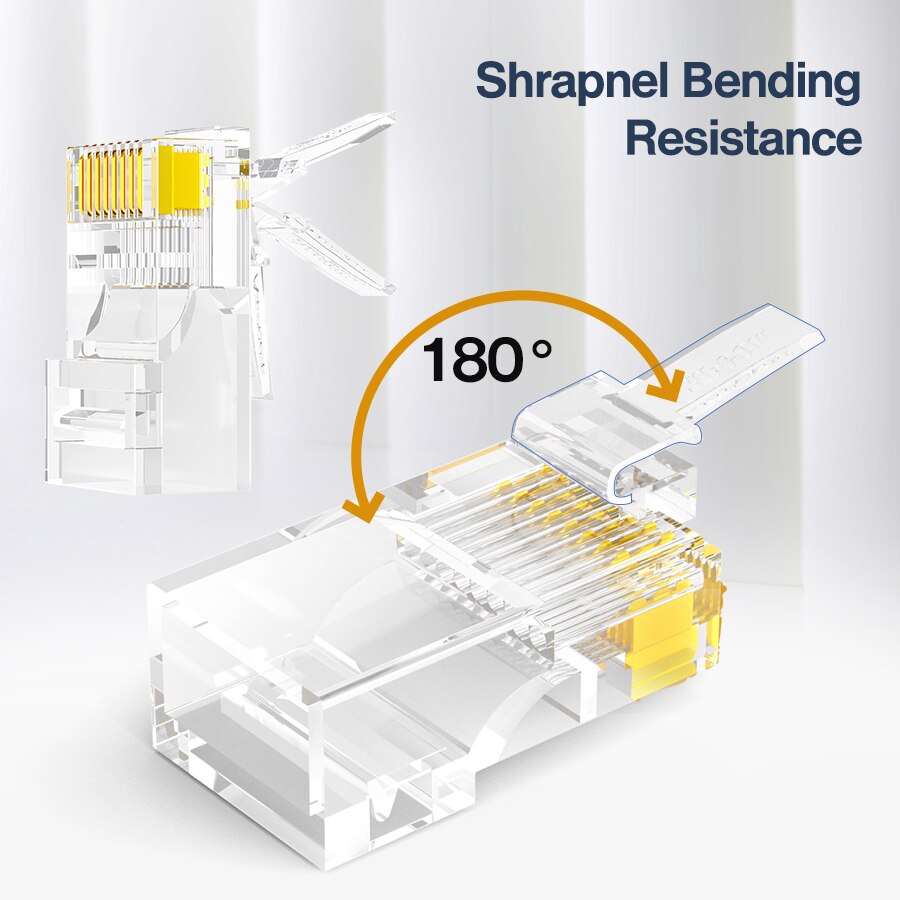 Anmck CAT6 UTP 50U RJ45 Modular Plug Connector 8P8C Crimp End 10/1000Mbps Ethernet Cable Ethernet Connector