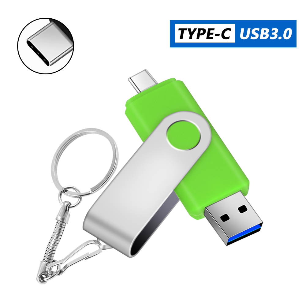 TYPE C USB 3.0 Flash Drive Metal Pen Drive128GB64GB 32GB16GB 8GB Memory Stick 2IN1 High Speed Pendrive U Disk External Storage: Blue / 8 GB