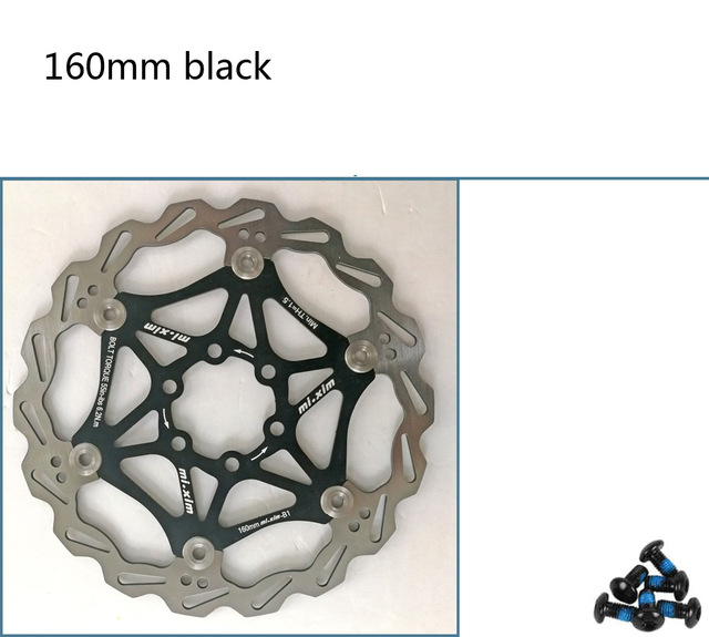 Mi. Xim MTB bike mountain Fiets Floating Rotors 160/180/203mm B1 Rood/Blauw /zwart/Goud voor Mountainbike Schijfrem: Black 160mm