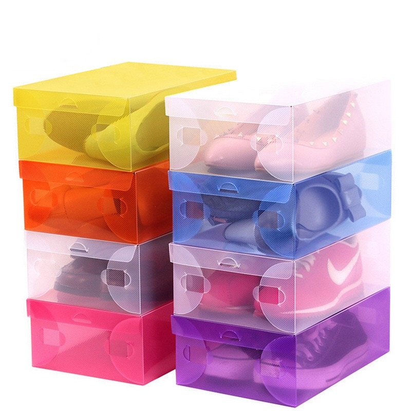 10 Stuks Plastic Shoe Box Transparant Clear Opbergdozen Opvouwbare Schoenen Case Houder Schoenen Organizer Cases Dozen