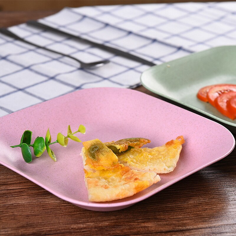 2 Stuks Retro Creatieve Tarwe Stro Gerechten Plaat Groene Steak Schotel Plaat Ontbijt Snack Servies Set Eetkamer Lade Voedsel Vruchten schotel