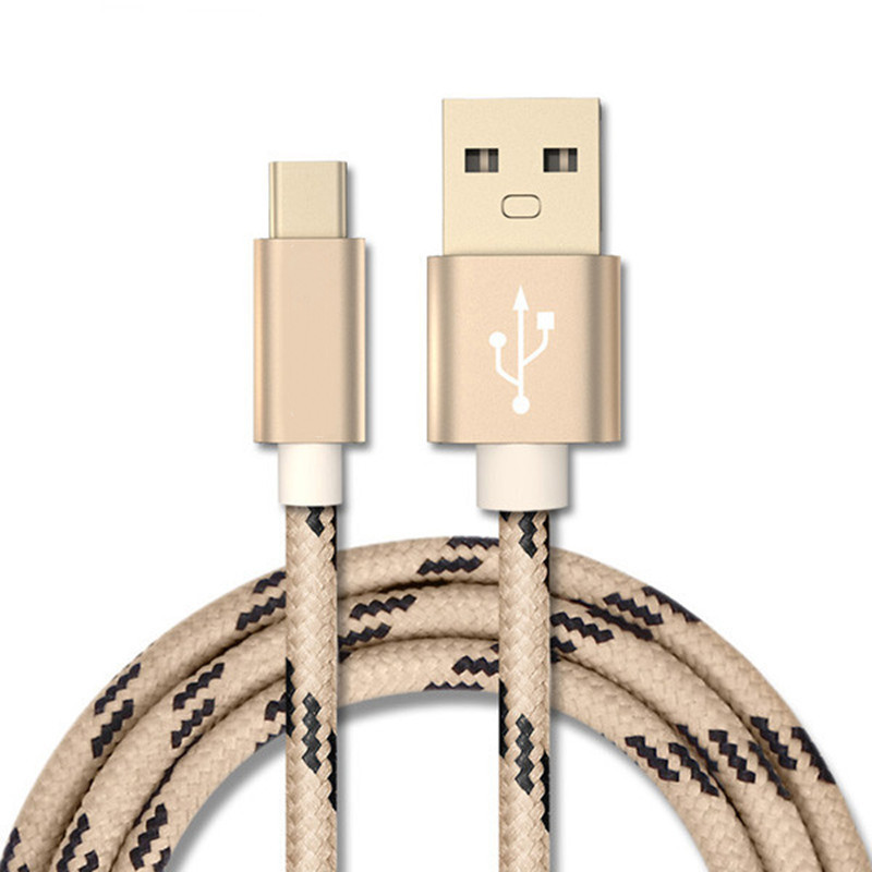 Goede 3A Usb Type C Kabel Voor Samsung Xiao Mi Rode Mi Note 7 Mi 9 T Snelle Oplaadsnoer USB-C Charger Mobiele Telefoon Usb C Type-C Kabel: Gold / 2M