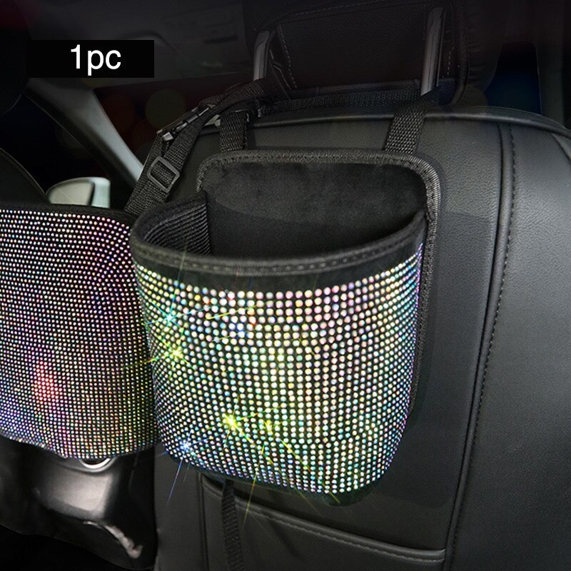Krystal rhinsten bilopbevaringstaske organisering barriere af bagsædeholder multilommer bilcontainer opbevaring oprydning: Lille diamant