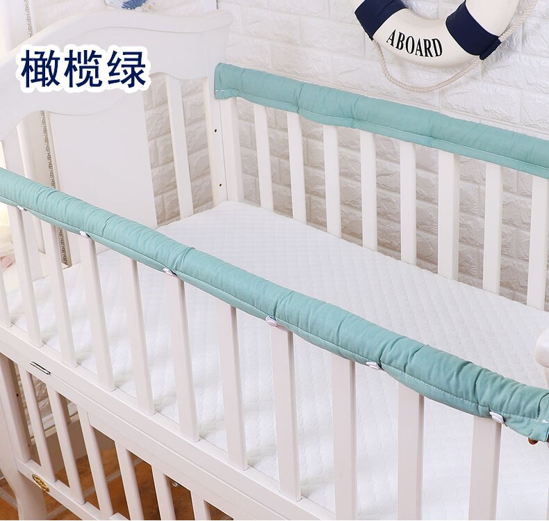 Bomuldstyk baby krybbe seng beskyttelses gelænderbeskytter 1 par krybbe kofangerstrimler til nyfødte baby sikkerhedsbeskyttelse kofangere 5 størrelser
