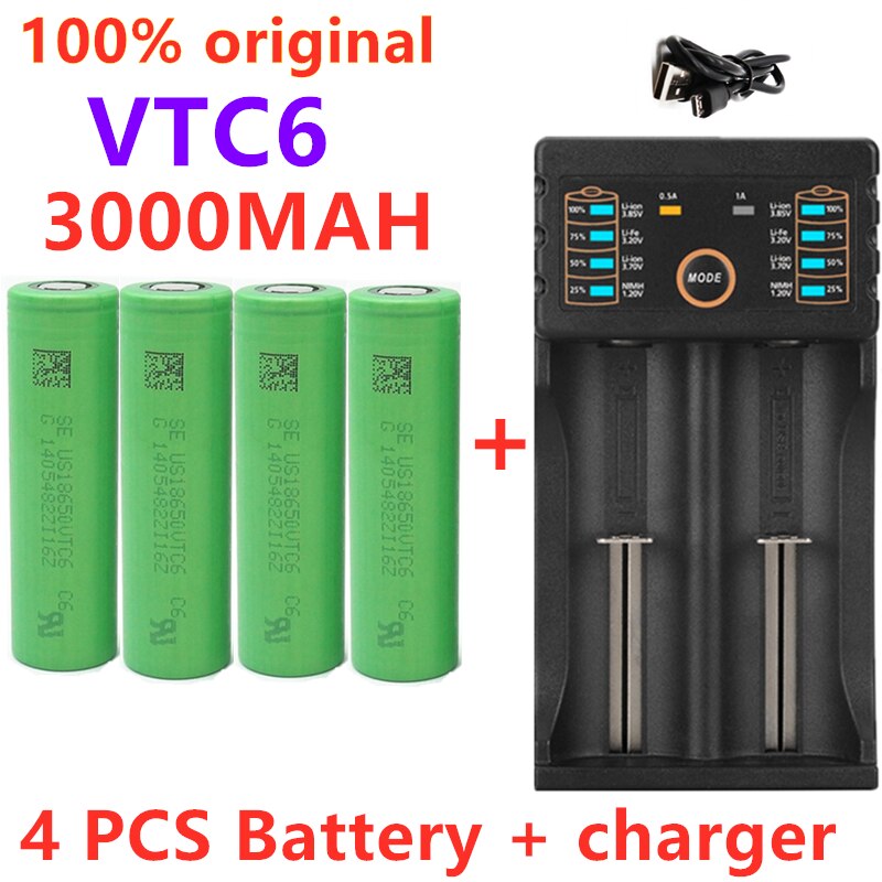 100%  originale vtc 6 18650v 3000 mah li ion 3.7v batteri  us18650 3000 mah batteri brug legetøj værktøj