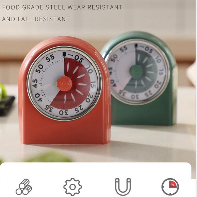 2 Pieces Timer for Kids Kitchen Timer Magnetic Cooking Timer Loud Timer Mechanical Timer 60 Mins Kitchen Countdown Timer