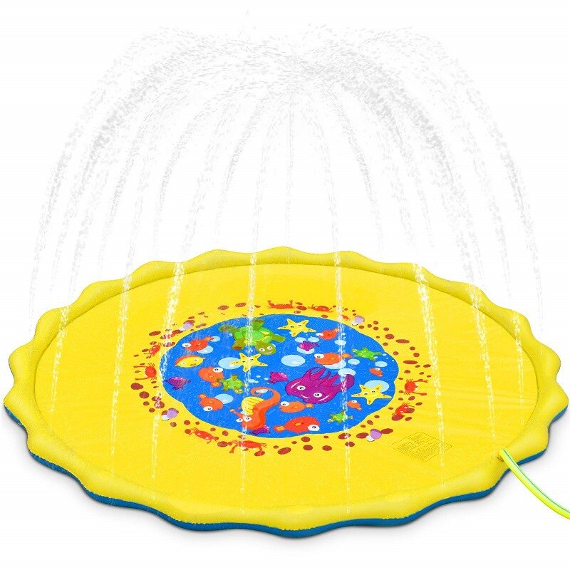 170cm Summer Children's Baby Play Water Mat Games Beach Pad Lawn Inflatable Spray Water Cushion Toys Swiming Pool Accessories: Yellow
