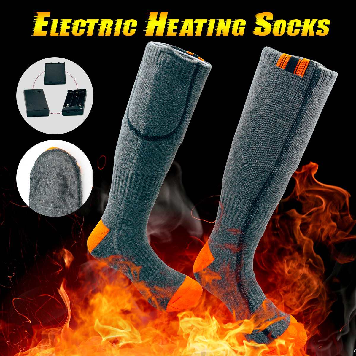 Thermal Cotton Heated Socks Sport Ski Socks Winter Foot Warmer Electric Warming Sock Battery Power Heating Socks for Men Women