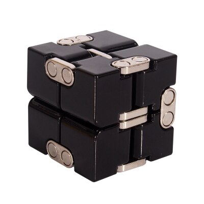 WINCOTEK Premium Metallo Infinity Cubo Giocattolo Lo Stress Mitigatore di Alluminio Deformazione Cubo Magico Giocattoli per chilren per EDC Ansia: Black