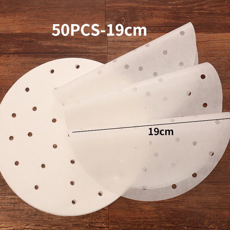 30Pcs 16Cm Bakpapier Voor Lucht Friteuse Olie Absorberend Papier Lade Food Grade Wegwerp Liner Ronde Thuis Bakken siliconen Olie Papier: 50PCS-19cm-Round