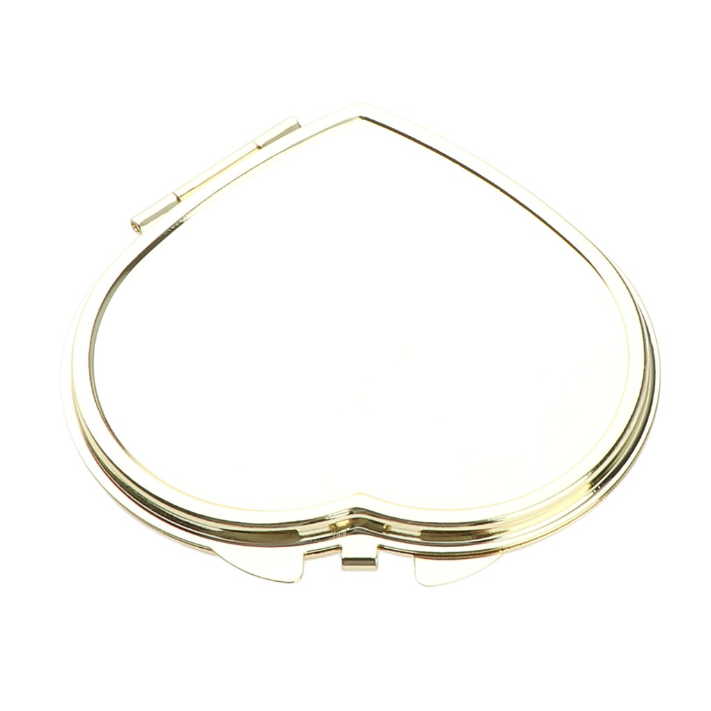 Gold Compact Purse Mirror, Metal Heart-Shaped 2 Sided Mirrors - Clear Reflection & Locking Clasp, Romantic Small for Her