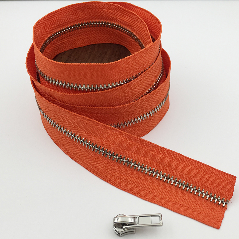 1 meter milieuvriendelijke 3#  metalen ritsen zonder schuif voor kleding portemonnee tas rits reparatiesets rugzak doe-het-zelf naai accessoires: Oranjezilver