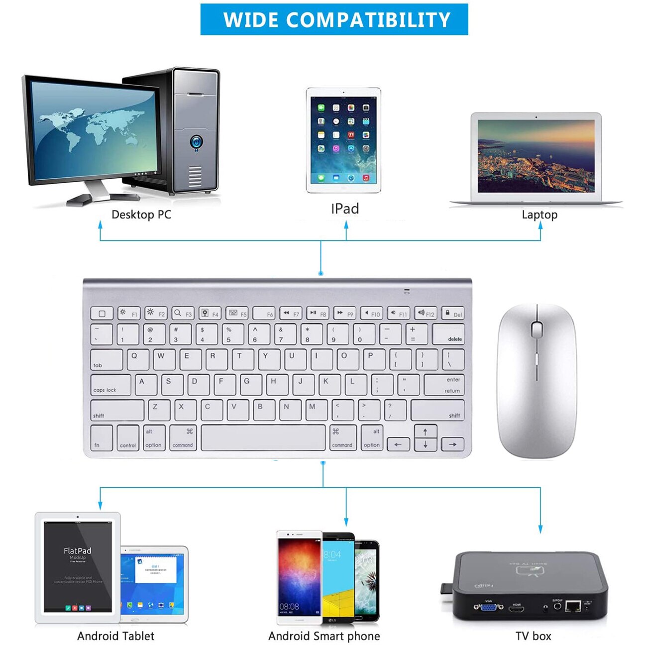 Portable Ultra Slim Mute Apple Style Bluetooth Keyboard Mouse Low Noise Wireless Keyboard for IOS Windows Android