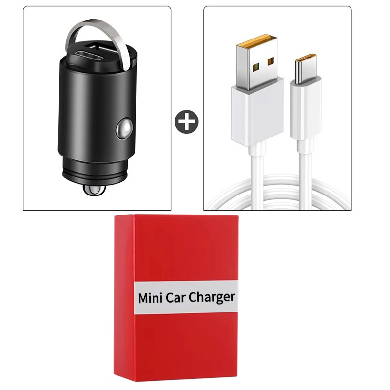 100W Mini Car Charger QC3.0 PD with Charging cable Lighter Fast Charging for Xiaomi Samsung Huawei iPhone Car USB Type C Charger: CH
