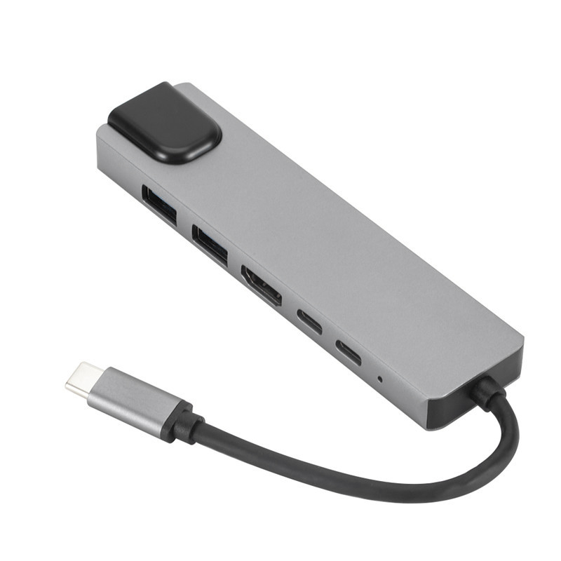 6 en 1 USB type C Hub Hdmi 4K USB C Hub vers Gigabit Ethernet Rj45 Lan adaptateur pour Macbook Pro Thunderbolt USB-C chargeur Port Silv