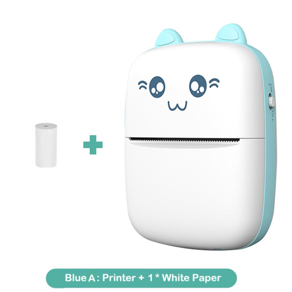 Portable Thermal Printer BT 203dpi Photo Label Memo Wrong Question Printing Mini Bluetooth Thermal Printing for iPhone Android: Blue
