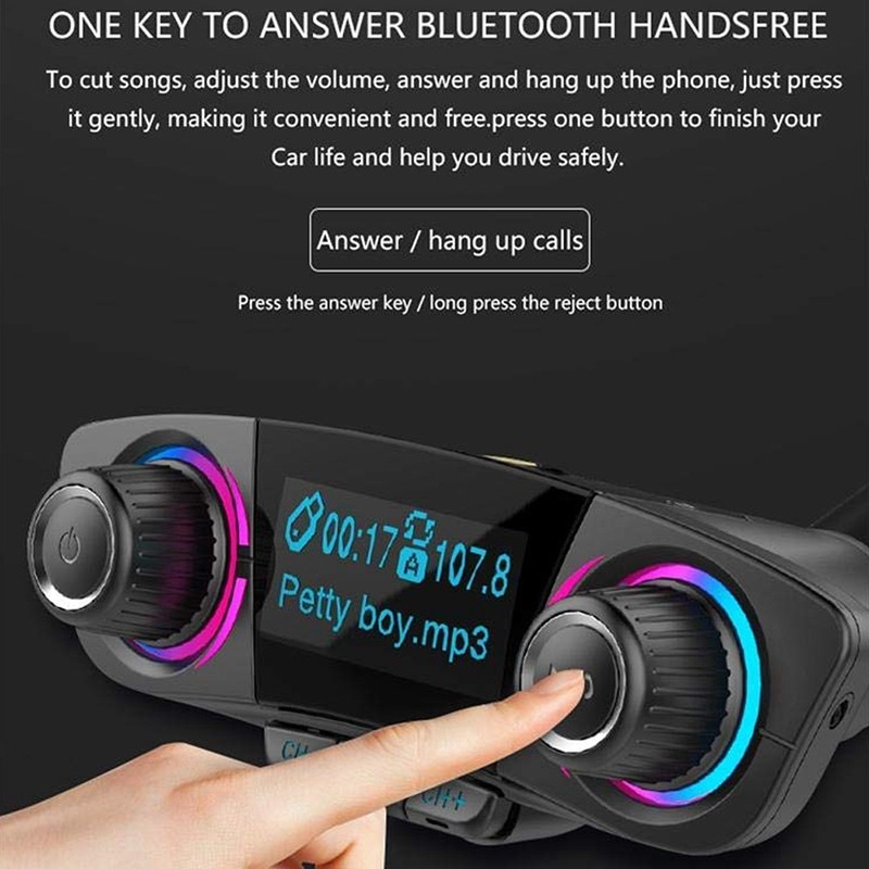 VicTsing BT06 FM Bluetooth 4.0 Transmitter MP3 Player Handsfree Bluetooth Car Kits Radio Audio Adapter with Double Charging Port