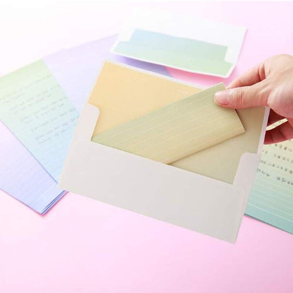 Graduated Color Letter 4 PCS Writing Lined Paper and 2 PCS Envelopes Stationary Set For Kids Boys Girls Office School