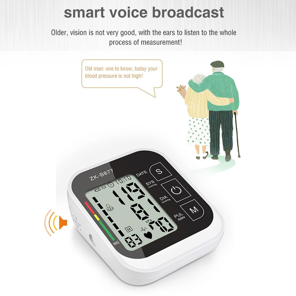 Draagbare Automatische Digitale Bovenarm Bloeddrukmeter Meter Gezondheid Bp Bloeddrukmeter Tonometer Hartslag Pulse Monitor