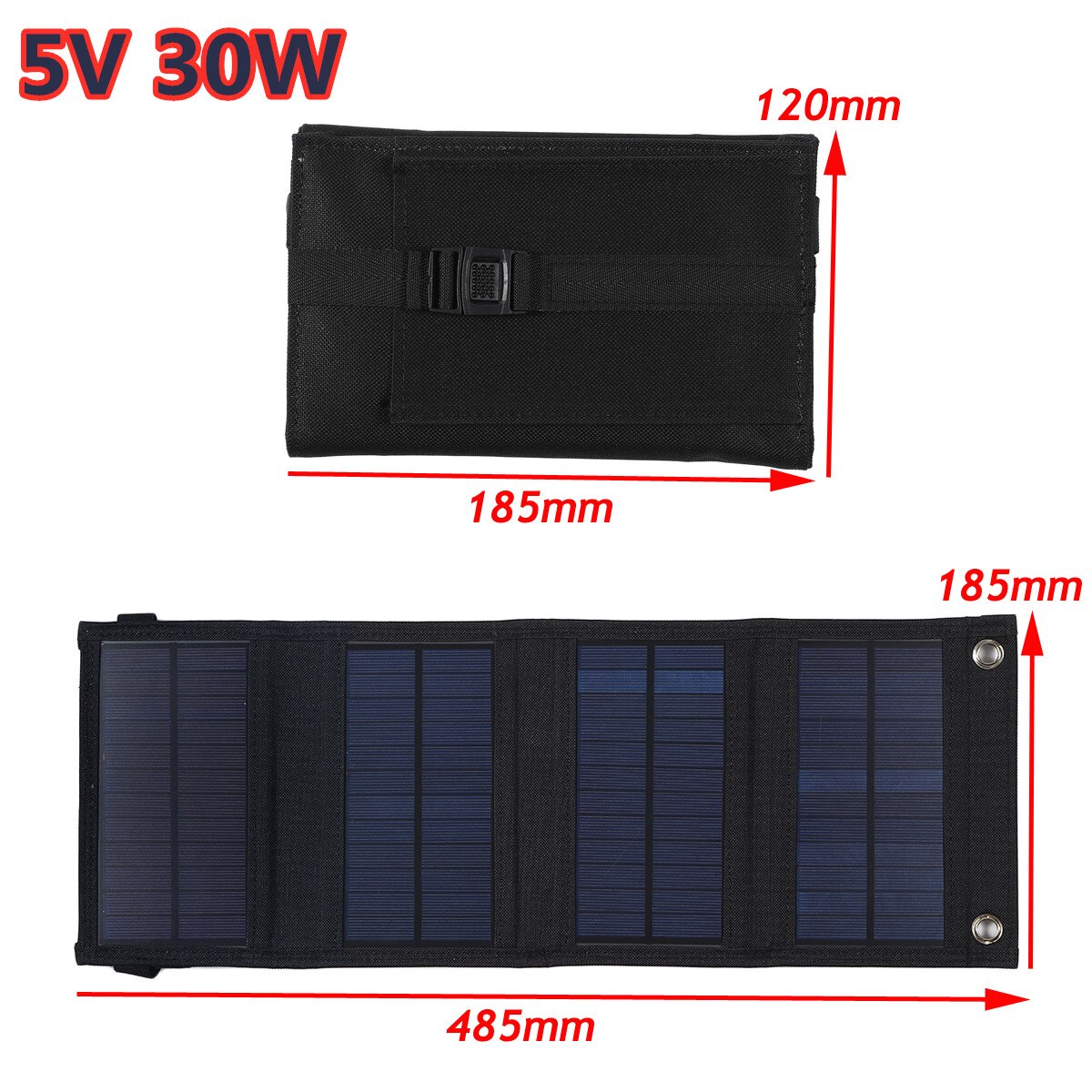 USB Port 30W Foldable Solar Panel Charger Portable Solar Power Bank Backpack Camping Hiking Solar Panel Kit for phone: Default Title