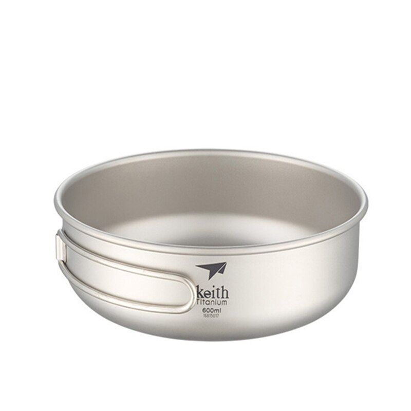 300/400/500/600ml Keith Titanium Folding Bowls With Titanium Foldable Handle Outdoor Cookware Tableware Cutlery Ti5323-Ti5326: 600ml