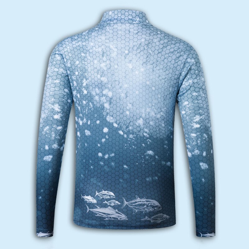 Traje de pesca ultrafino para hombre, ropa de pesca de secado rápido Anti-uv, camisa de pesca transpirable de manga larga con cuello levantado, ropa de pesca de verano