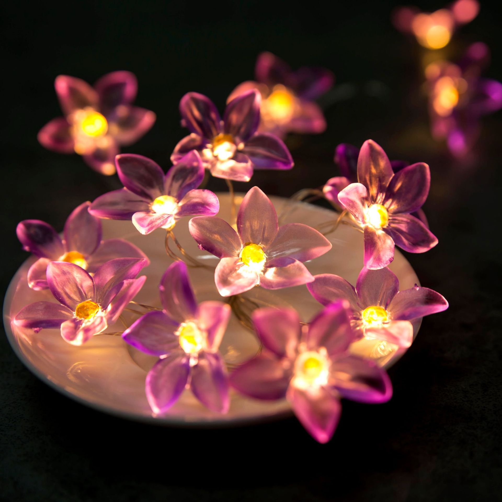 20 Led Purple Lily Copper Wire Battery Operated String Lights 2m LED Decoration For Christmas Garland On The Window Year