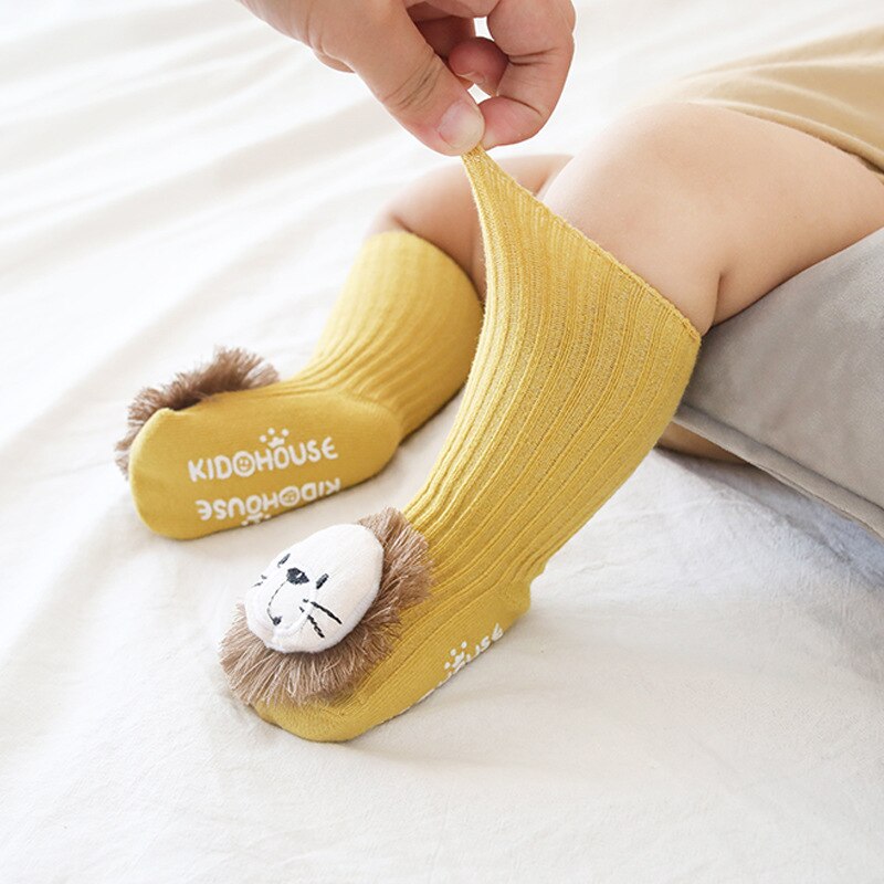 Baby Katoenen Sokken Peuter Anti-slip Vloer Sok Baby Jongens Meisjes 3D leeuw Kids Hoge Sokken Losse Slang 0-3Years