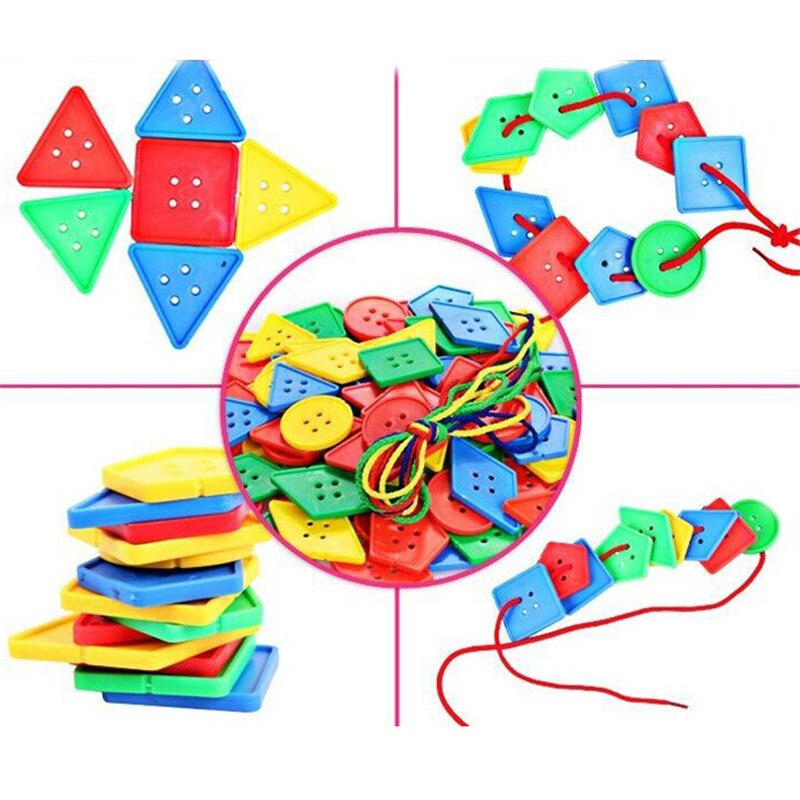 Montssori-cuentas con botones digitales geométricos para bebés, juguetes educativos, 70 Uds.