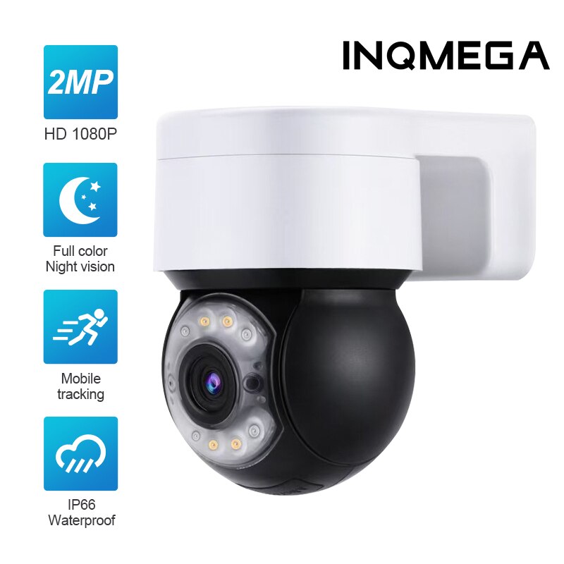 INQMEGA 1080P PoE IP PTZ Camera AI Human Detect Full Color Night Vision Outdoor Dual Light Speed Dome Camera Two Way Audio Came