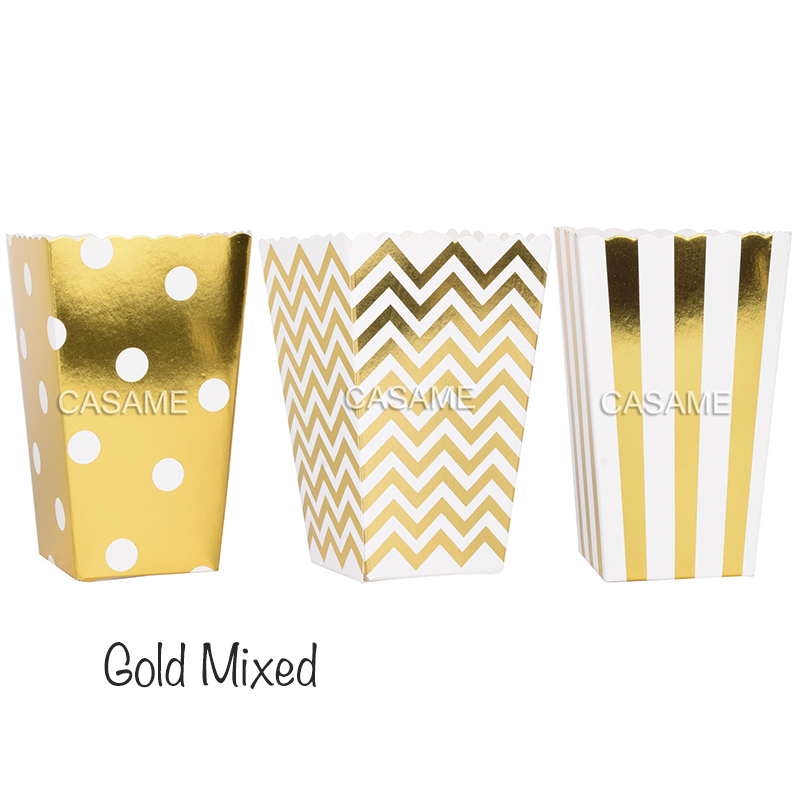 6 stks Rose Goud Roze Stijf Papier Mini Party Popcorn Dozen Pop Corn Snoep/Schil Gunst Zakken Bruiloft Verjaardag Film Party Servies: Sky Blue