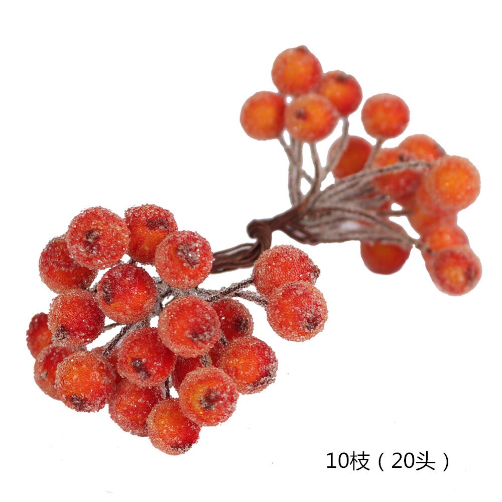 6/12/90/400 stk blandet oransje kunstig blomst kirsebær stamen bær bunt gjør-det-selv jul bryllupskake boks kranser dekor: 8. 10 stk