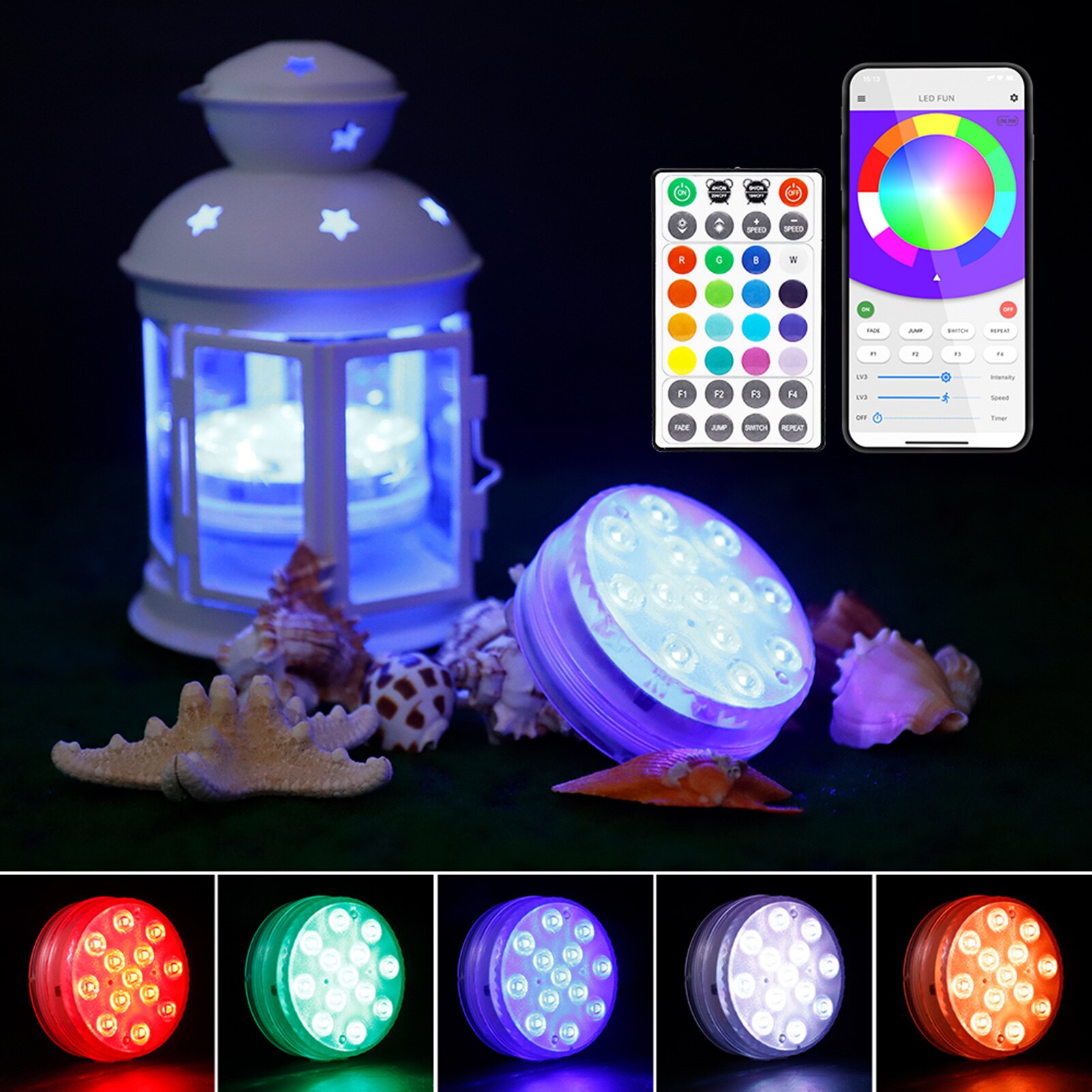 1pc 13 LED remote control Pool Lights IP68 Waterpr... – Vicedeal