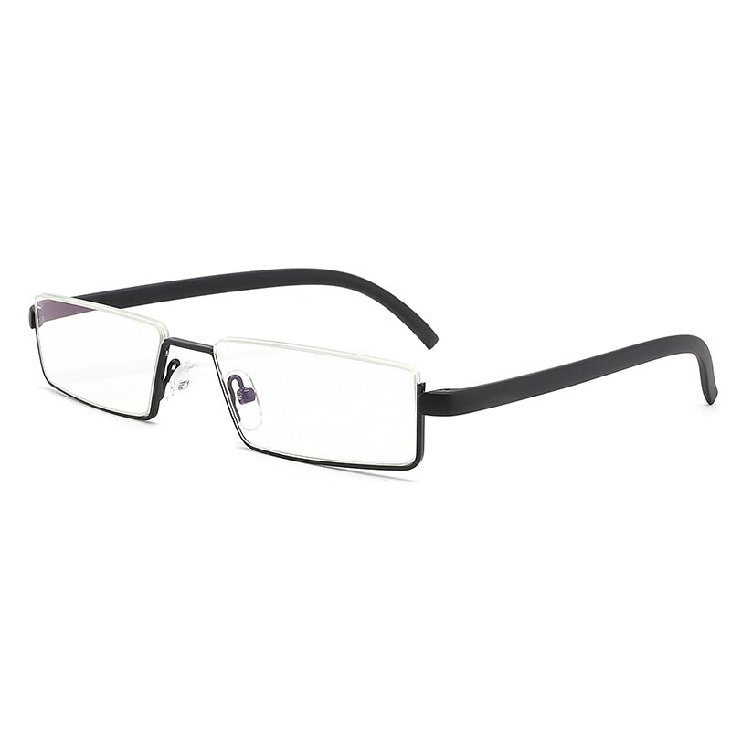 Glausa óculos de leitura tr90 de aço inoxidável, unissex meia armação antirreflexo, espelho óptico para presbiopia, estojo para óculos: Black Glasses / +150
