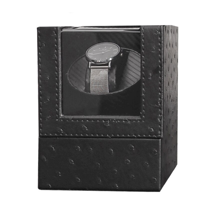 Carbon Fiber Horloge Shaker Mini Enkele Elektrische Horloge Doos Self Winding Horloge Ontvanger Display Horloge Winder Box Eu/us/Uk/Au: Ostrich pattern carb