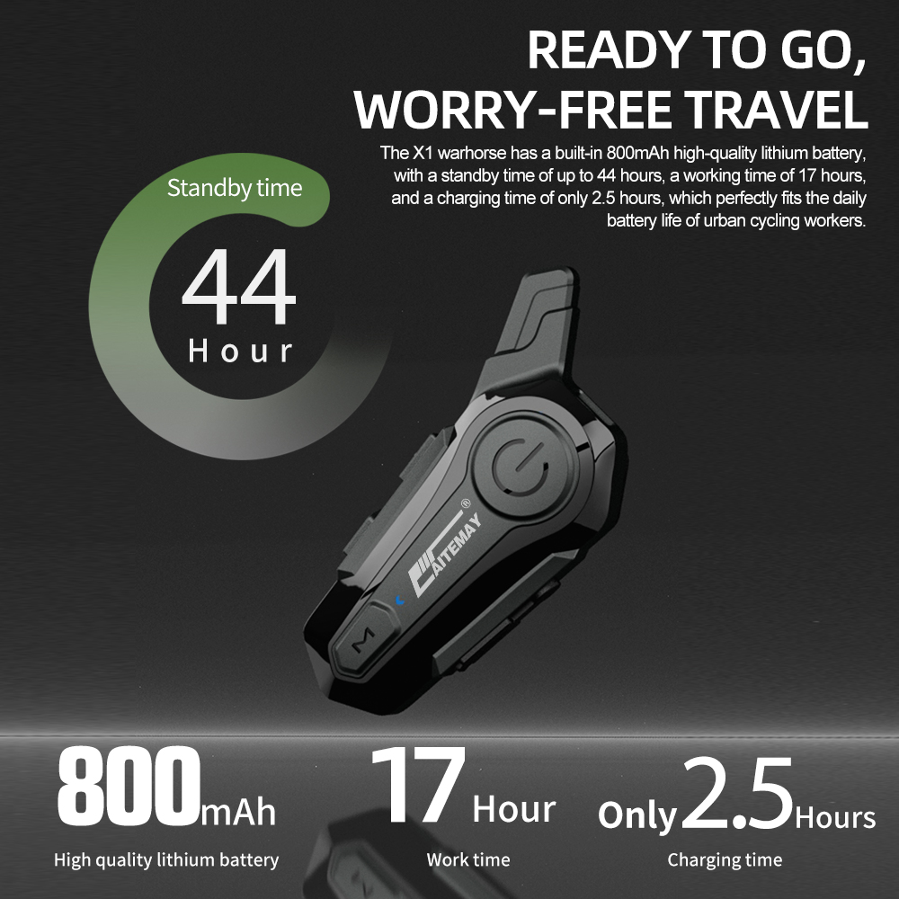 1/2x Motorrad Gegensprechanlage Helm Bluetooth 5,3 Freisprecheinrichtung 1000M Kommunikator Moto kabellos Noice die Ermäßigung Musik Teilen Interphone