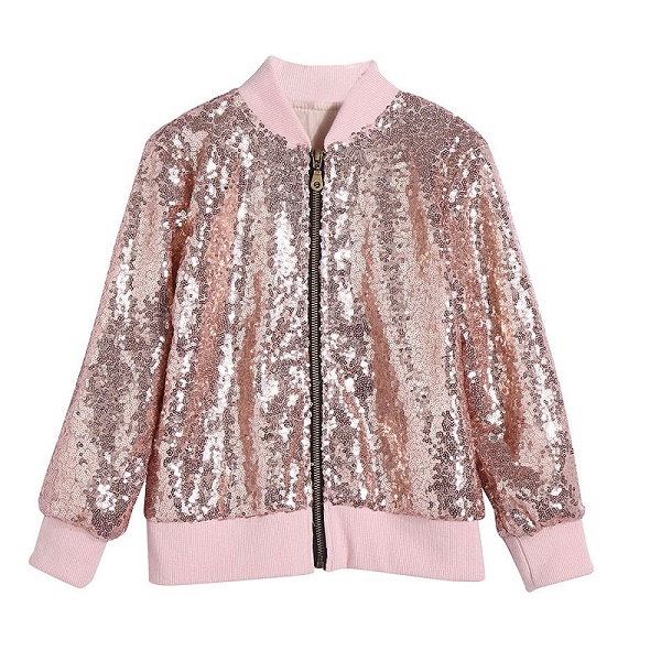 LOLANTA Dzieci dziewczyny jazz kurtka z cekinami długi płaszcz z rękawami błyszczące w jednolitym kolorze ubrania biodro-chmiel taniec występ na scenie odzież na co dzień: różowy / 2 years