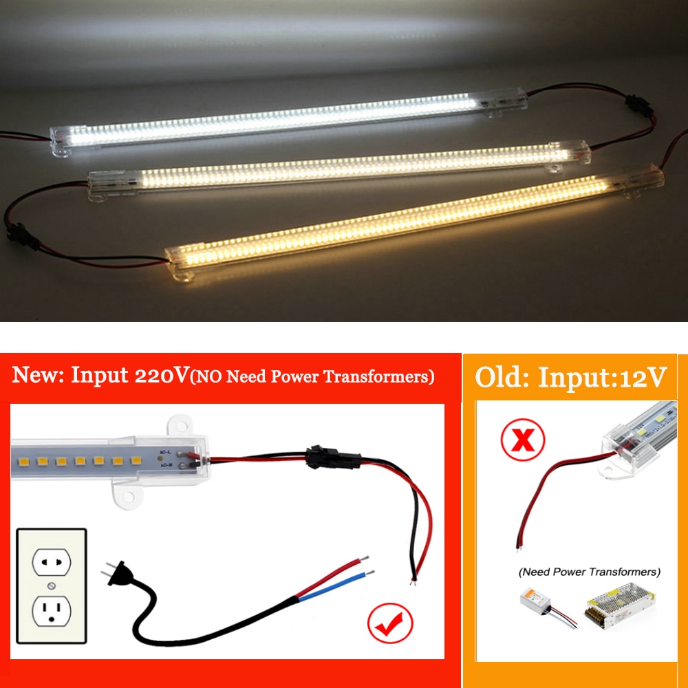 AC 220V LED Bar Light 5pcs/lot Waterproof 2835 LED Rigid Strip 72 LEDs High Brightness Energy Saving LED Fluorescent Tubes Bar