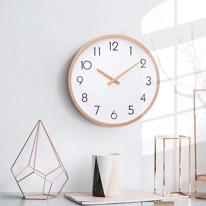 Wall Clock Wood 12 Inch Silent Large Wood Wall Clocks Digital Wall Clock Non Ticking for Night