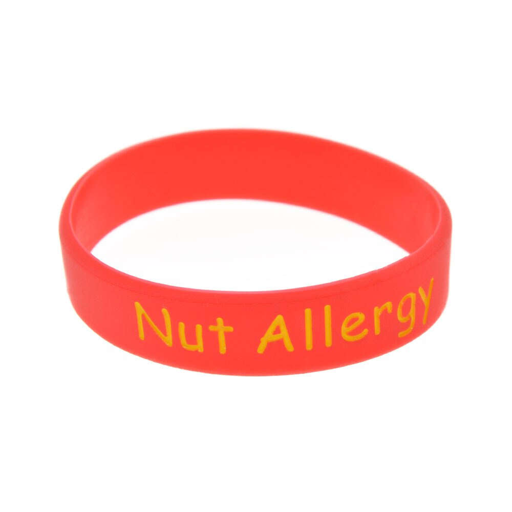 Pulsera de silicona con grabado para niños, brazalete de colores con advertencia de alergia a nueces, a la ,: 01 one pcs