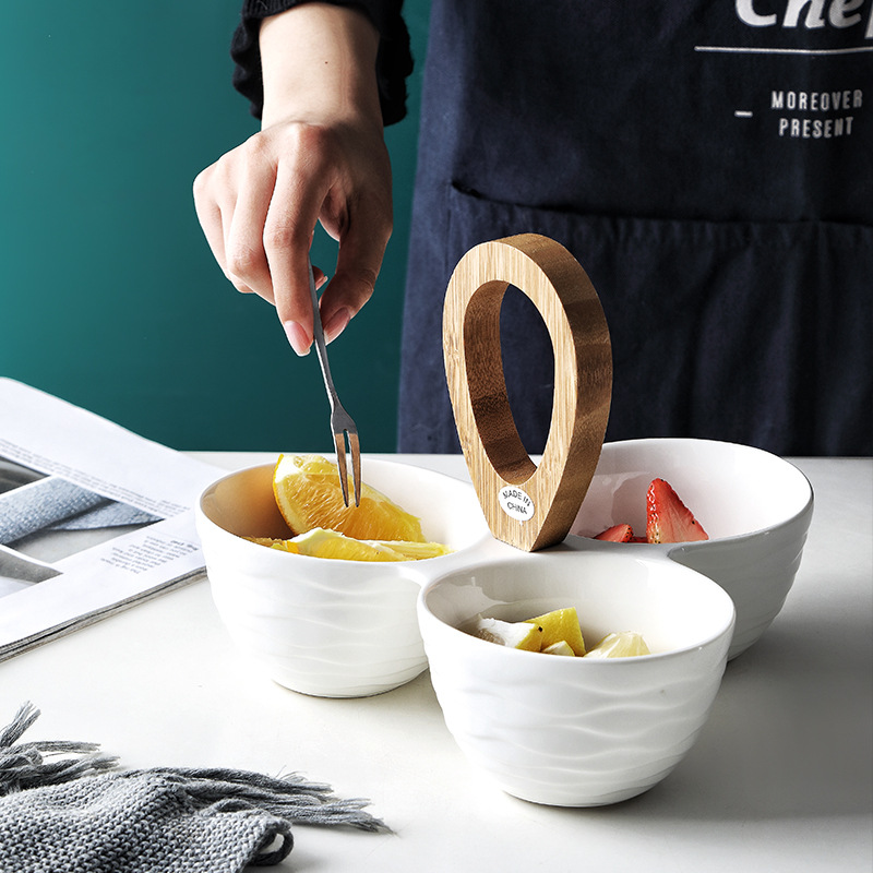 ceramic fruit platter Modern household living room fruit platter Dessert platter Dry fruit inventory Heart platter divided candy